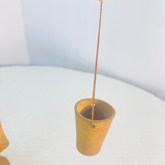 Vintage Hand Carved Wooden Asian Carrying Water Figurine Chinese Sculpture 10" - Picture 6 of 16